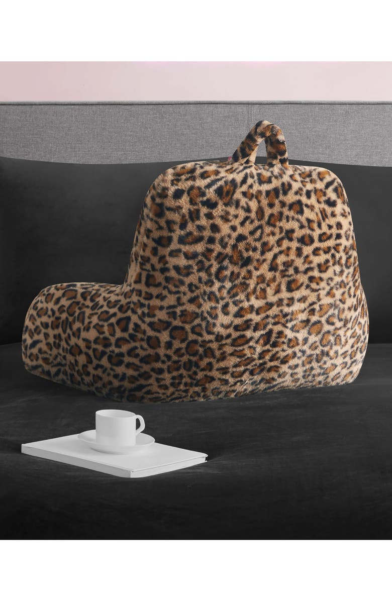 Juicy Couture Faux Fur Backrest Pillow, Alternate, color, Leopard