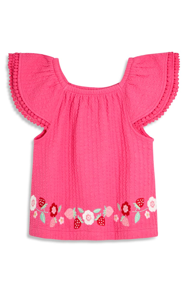 JOJO MAMAN BEBE Embroidered Frill Sleeve T-Shirt & Shorts Set, Alternate, color, Pink