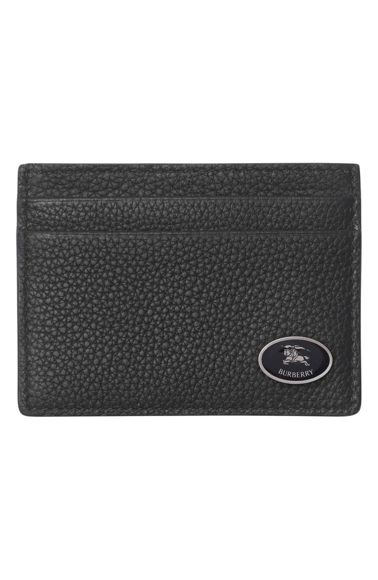 Burberry Sandon Leather Card Case, Main, color, Black