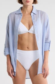 Elan Stripe Cover-Up Shirt