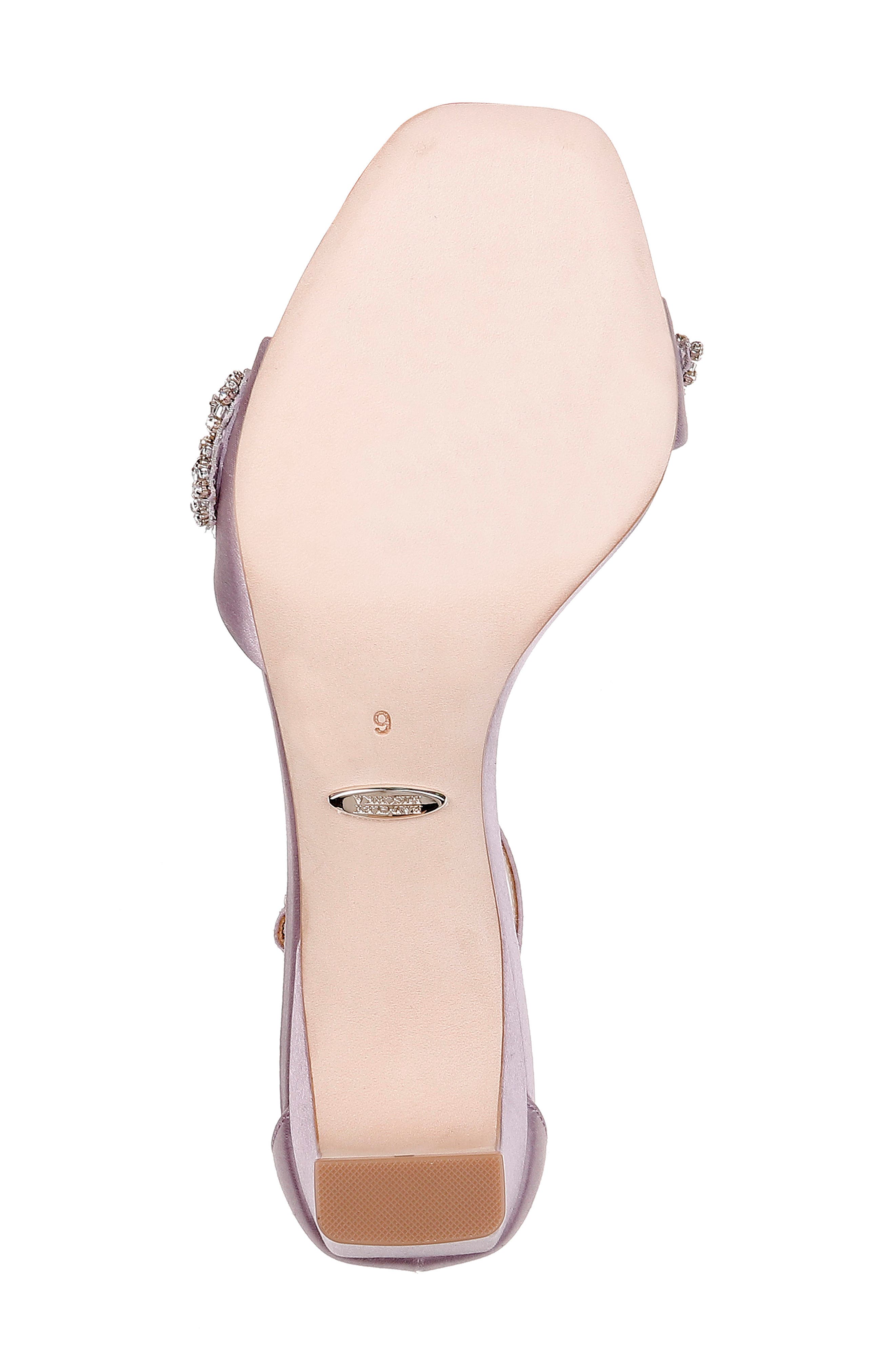 Badgley Mischka Alison Crystal Embellished Ankle Strap Sandal, Alternate, color, SOFT LILAC SATIN