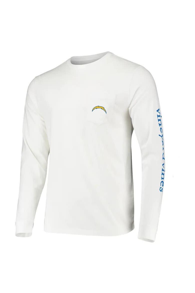 Men's Vineyard Vines White Los Angeles Chargers Whale Helmet Team Long Sleeve T-Shirt, Alternate, color, White