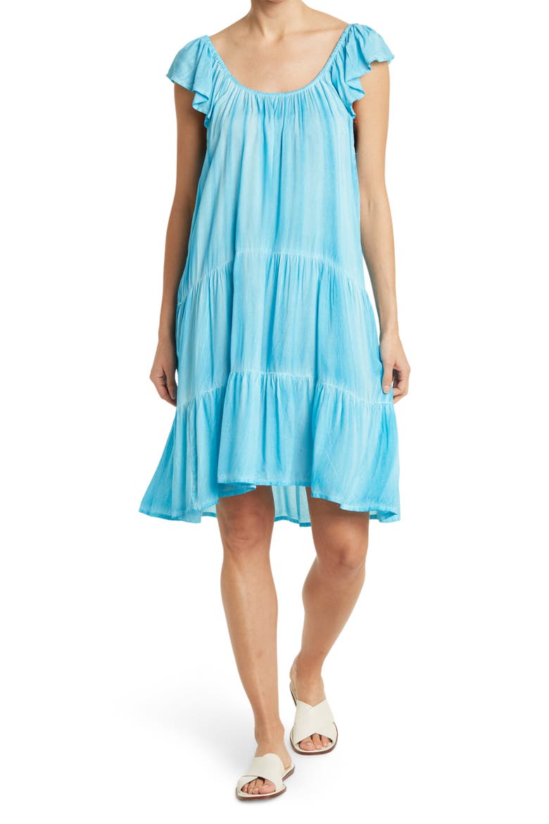 Tiered Off-the-Shoulder Dress, Main, color, TURQ