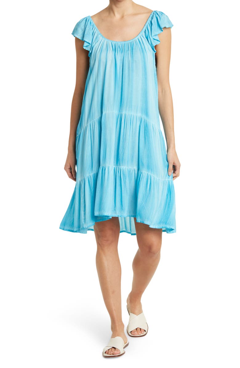 BOHO ME Tiered Off-the-Shoulder Dress, Main, color, Turq