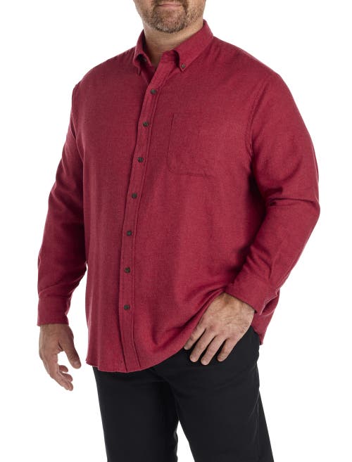 Harbor Bay By Dxl Big & Tall Solid Flannel Sport Shirt In Red