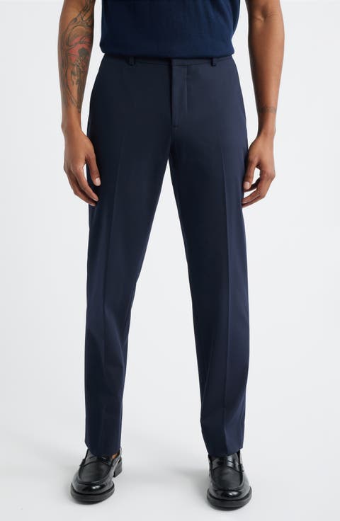 Slim Fit Solid Flat Front Stretch Suit Pants