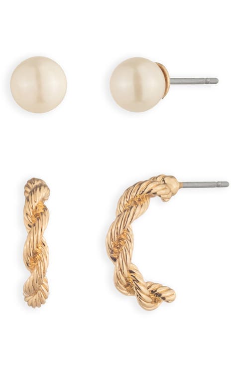 Rope and Imitation Pearl Earring Set