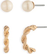 Lauren Ralph Lauren Rope and Imitation Pearl Earring Set
