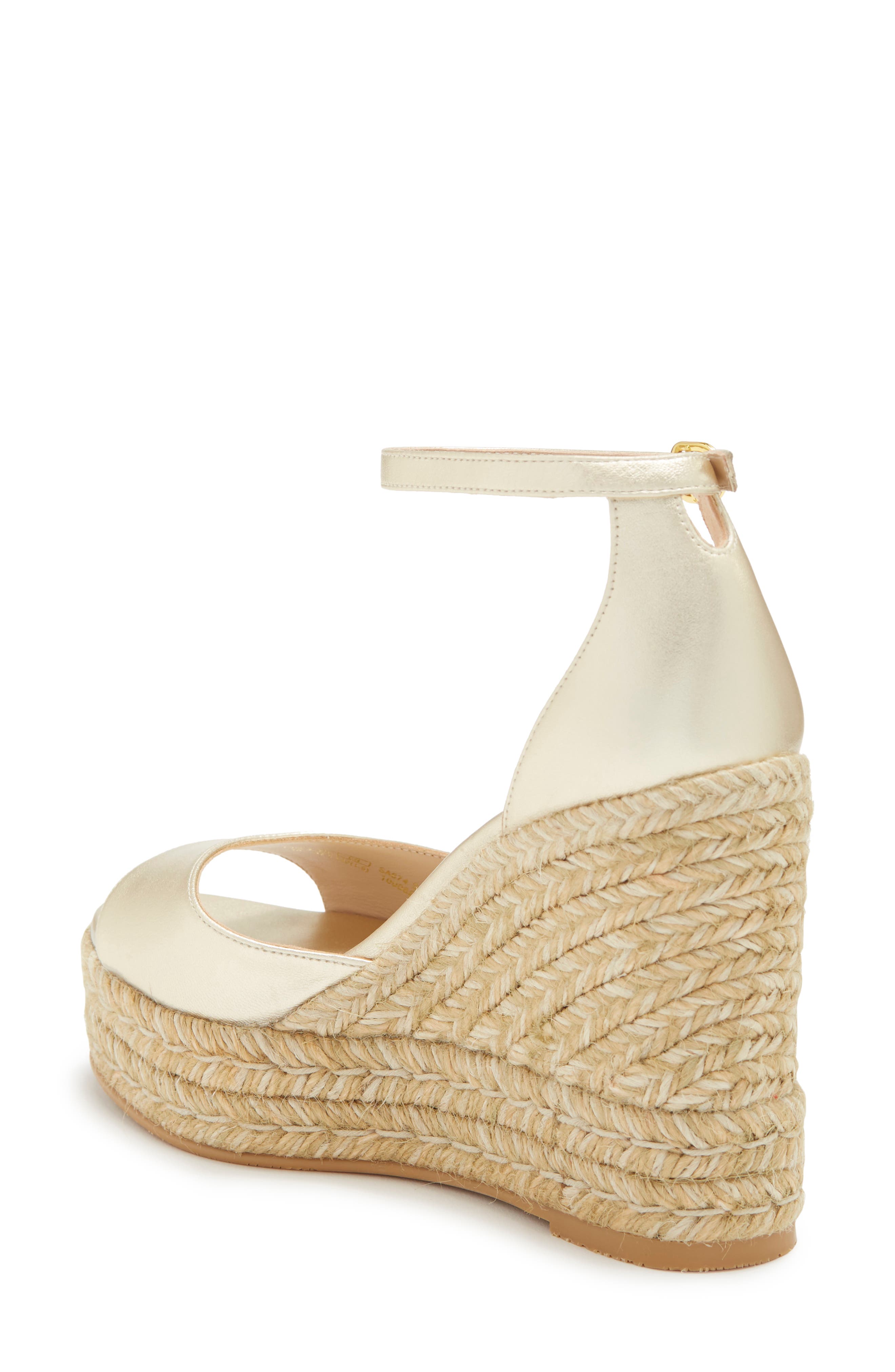 Stuart Weitzman Nudist Curve Espadrille Wedge Sandal, Alternate, color, 