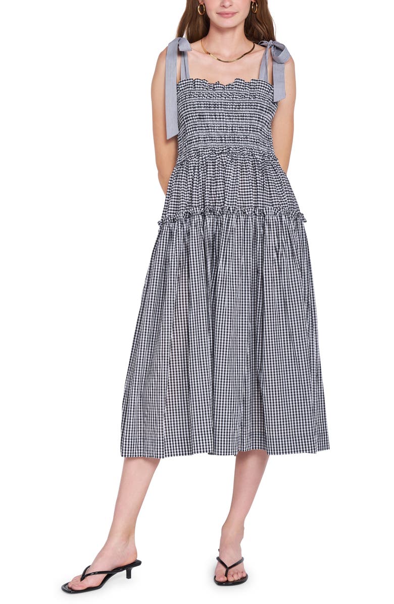En Saison Gingham Smock Bodice Cotton Sundress, Main, color,