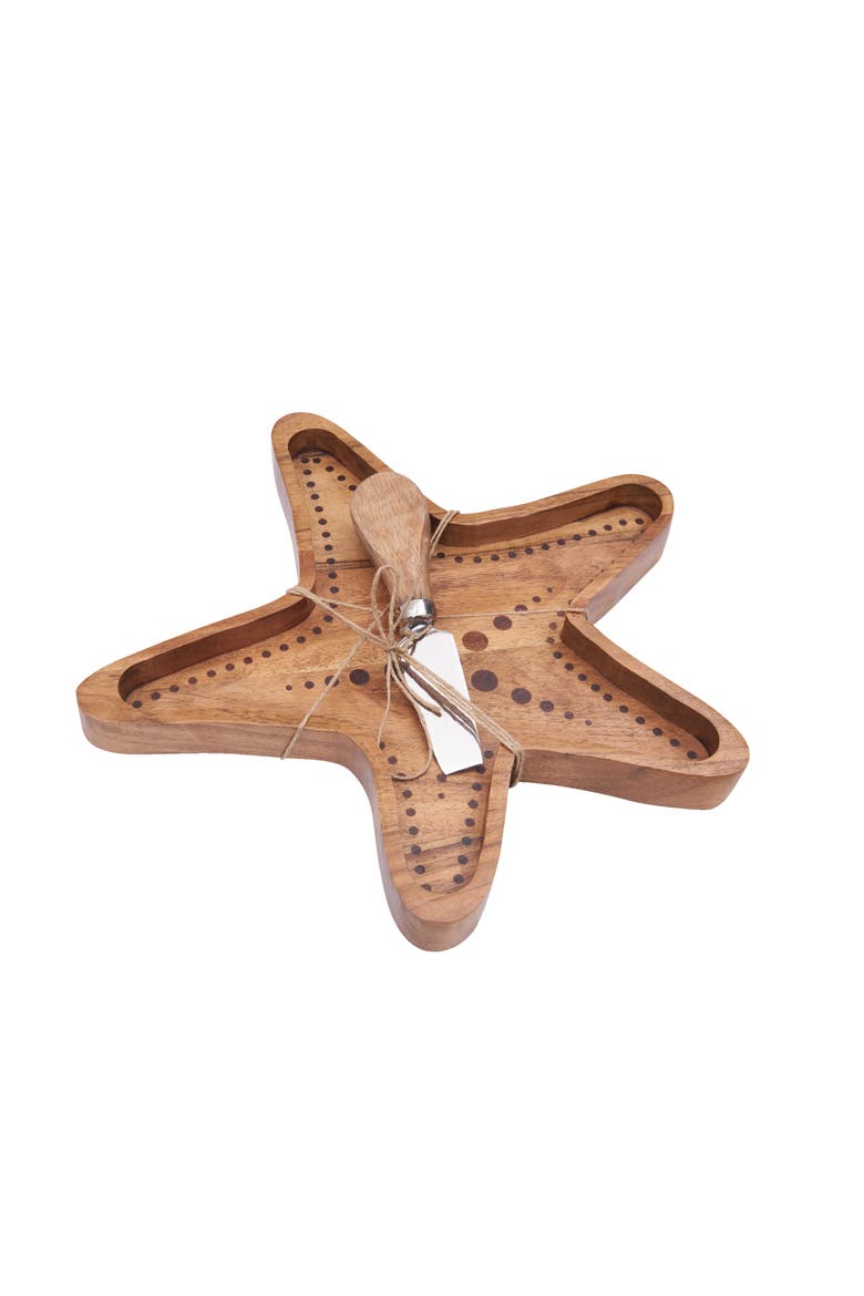 Sea Star Serving Board with Spreader Set of 2, Main, color, Brown