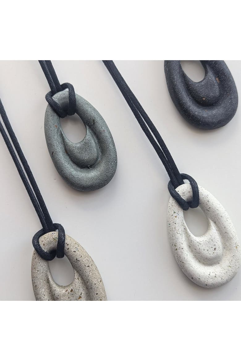 Ripple Concrete Necklace, Alternate, color, Black Terrazzo