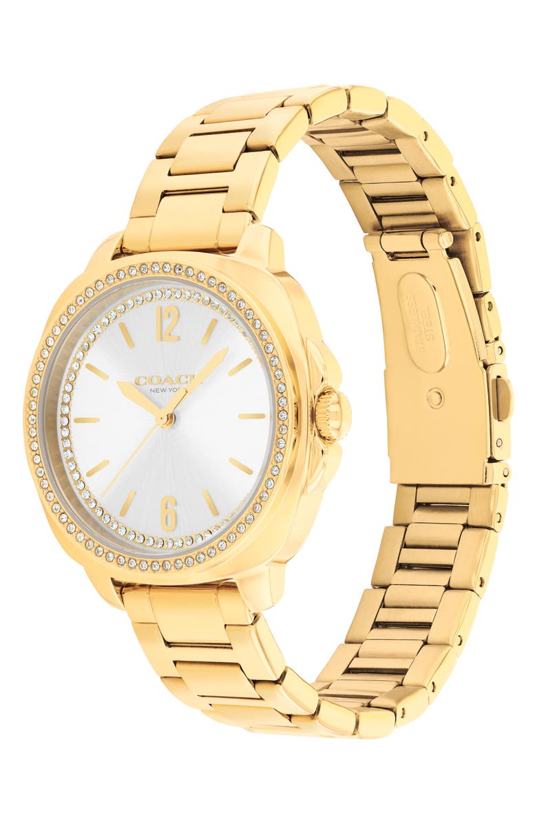 COACH Kitt Crystal Bezel Bracelet Watch, 34mm, Alternate, color, Gold/ White