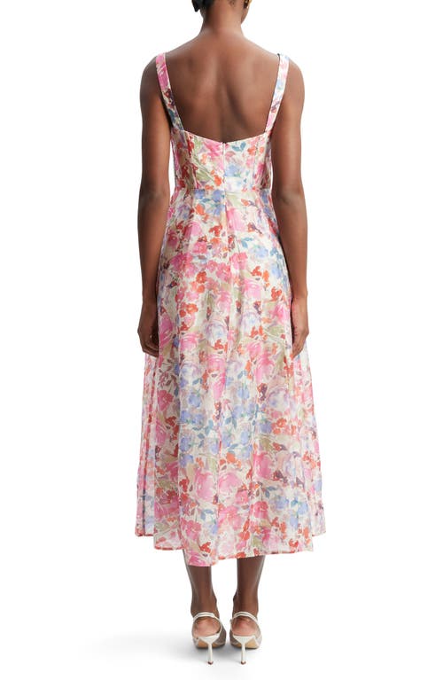 Bardot Lilah Floral Corset Midi Dress In Pink Floral