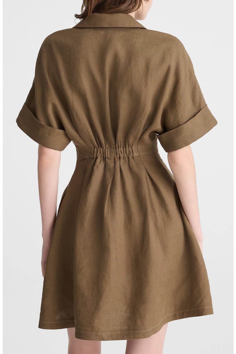 Pleated Linen Mini Shirtdress, Alternate, color, SAFARI KHAKI