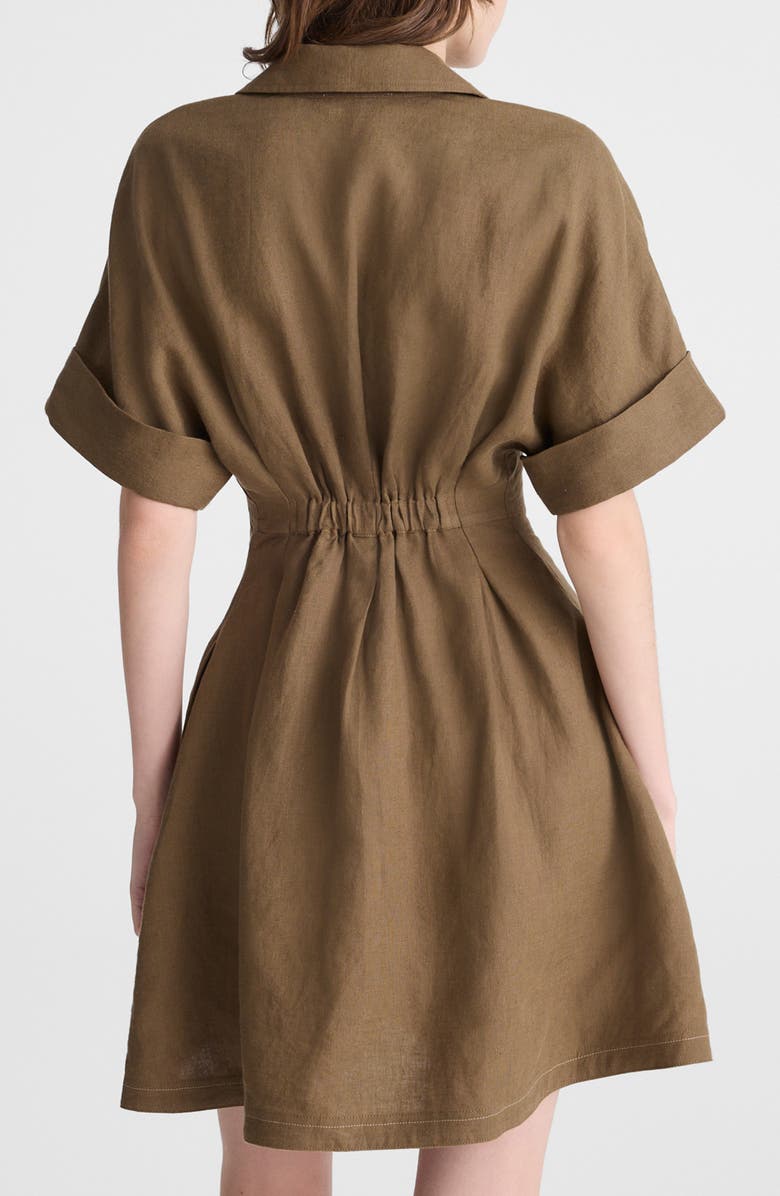 Madewell Pleated Linen Mini Shirtdress, Alternate, color, Safari Khaki