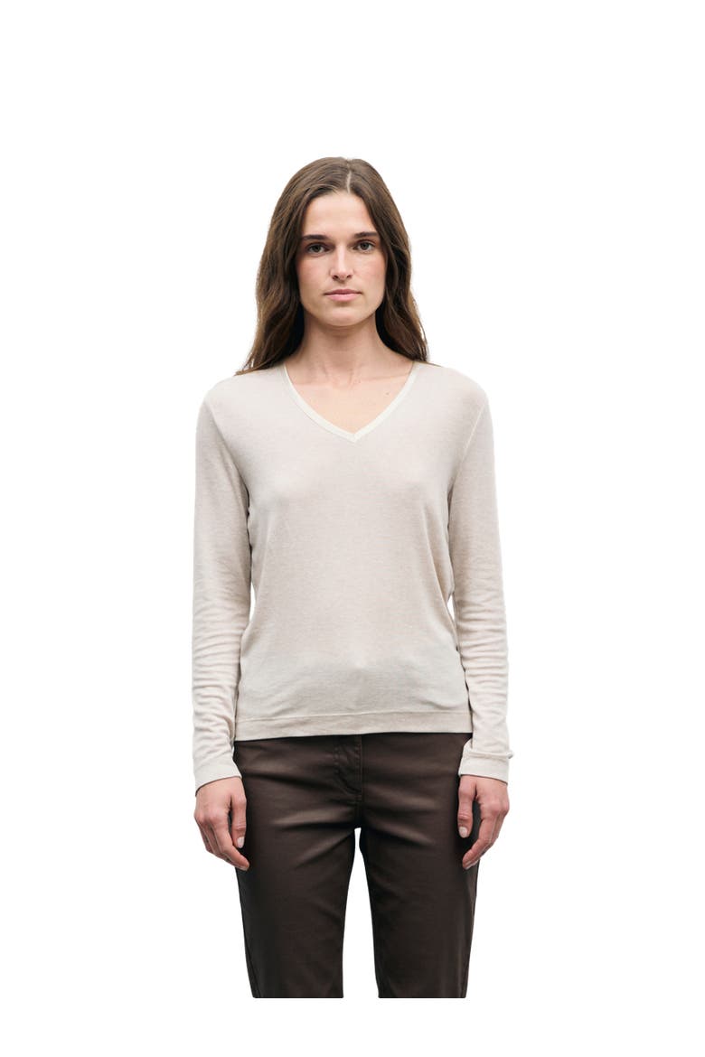 Belen Long Sleeve V-Neck T-Shirt, Main, color, Beige