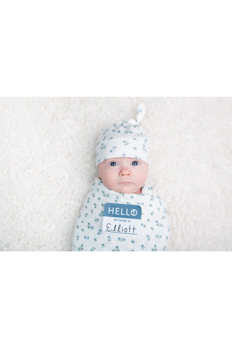 Hello World Hat & Swaddle Set, Alternate, color, Blueberries