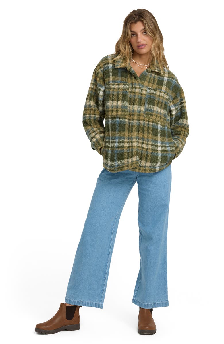 Billabong Sundown High Pile Fleece Shacket, Alternate, color, Canteen