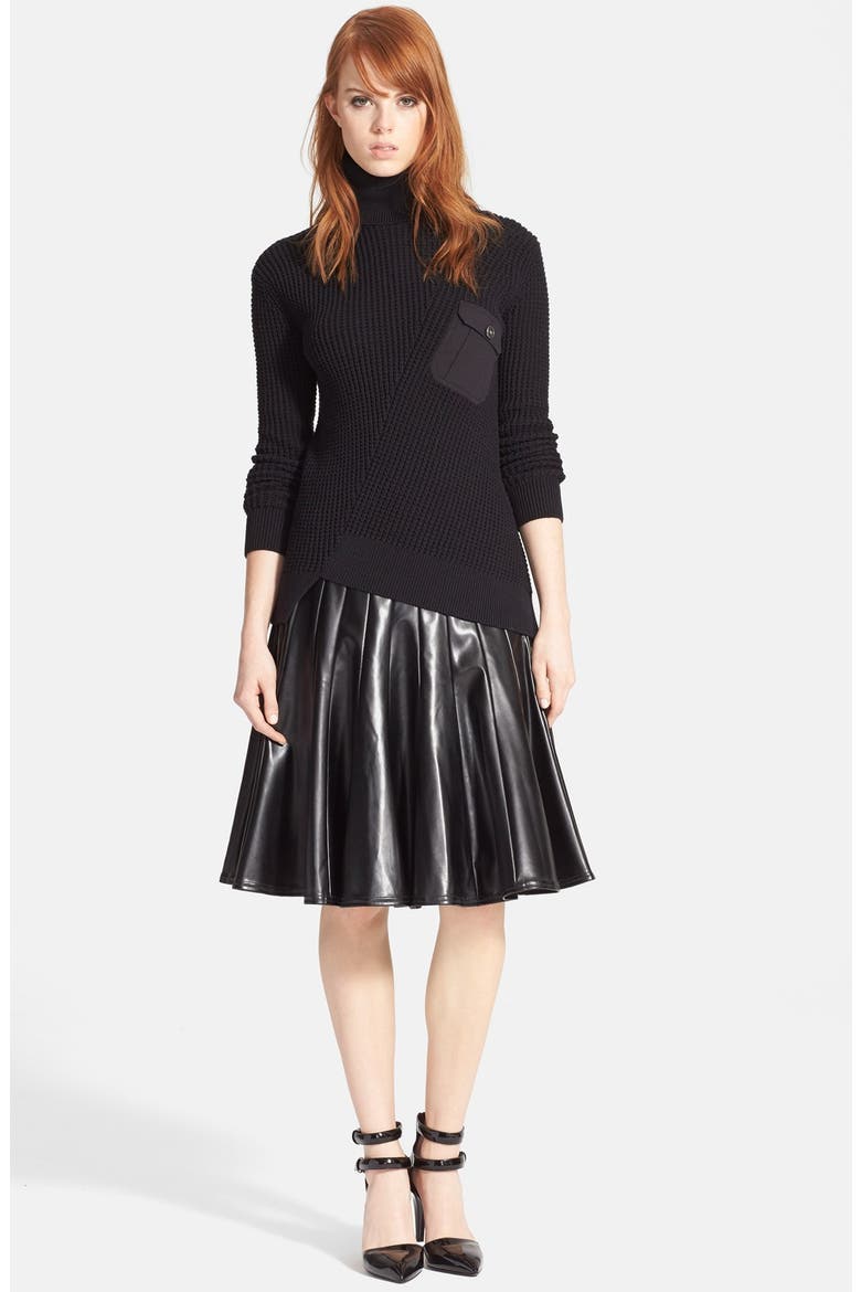 Pima Cotton & Silk Turtleneck Sweater, Alternate, color, BLACK
