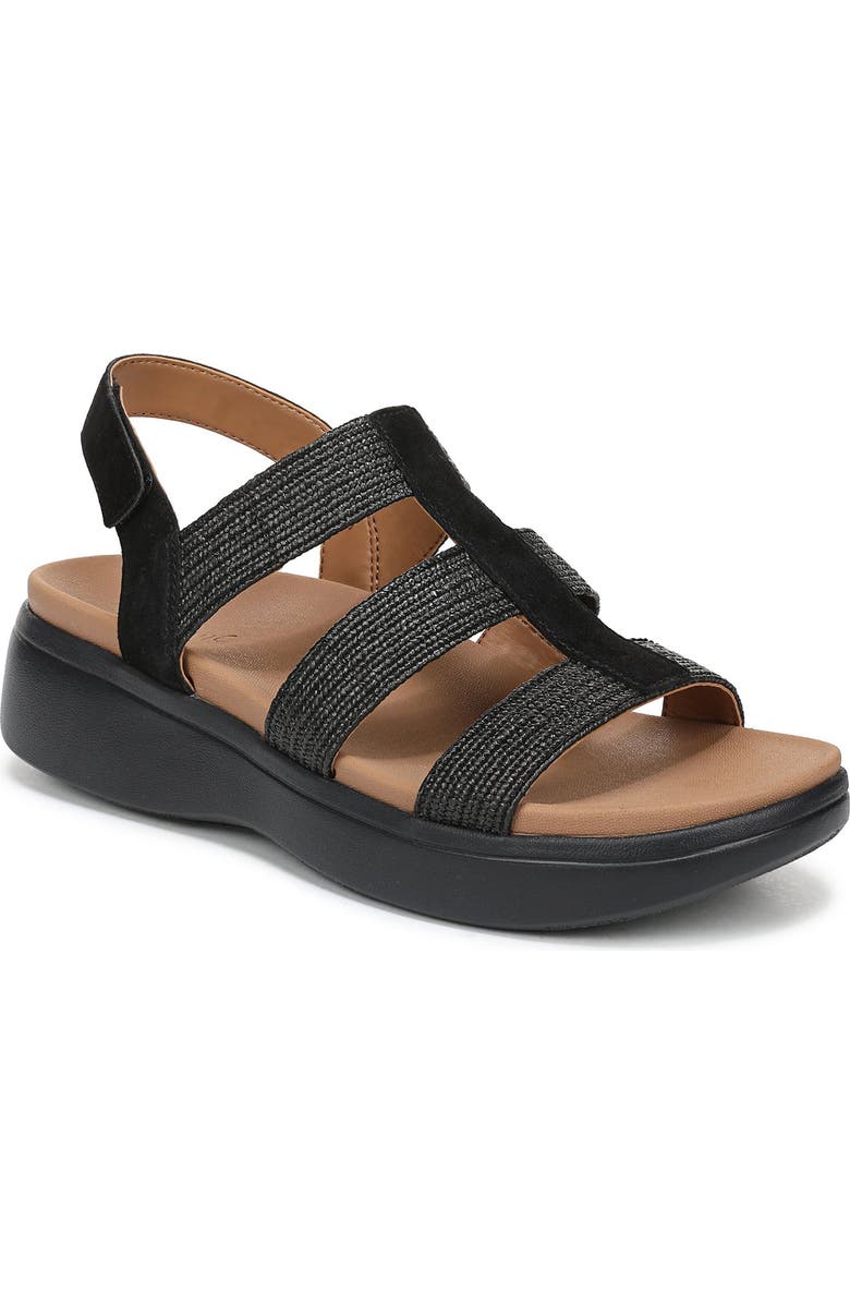 Vionic Sabrina Fisherman Platform Sandal, Main, color, Black Leather And Suede