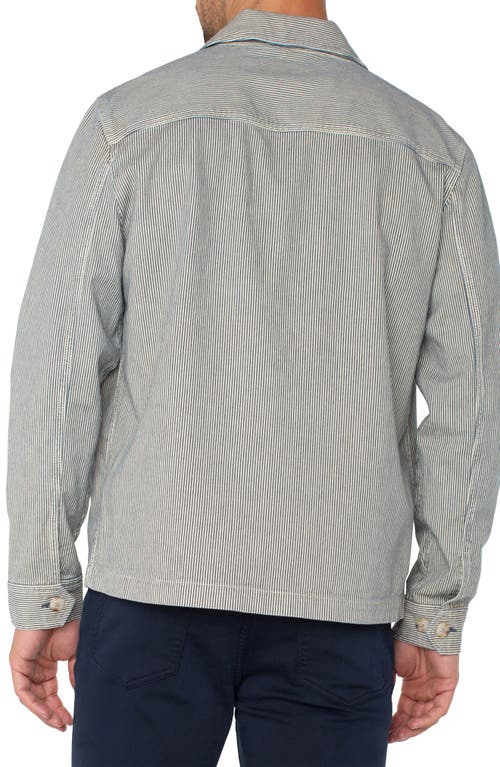 Liverpool Los Angeles Stripe Stretch Cotton Shirt Jacket In Gray