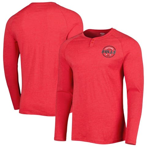 Men's Concepts Sport Heathered Red Chicago Bulls Left Chest Henley Raglan Long Sleeve T-Shirt