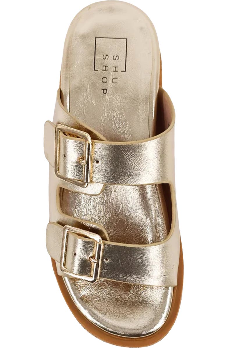 SHUSHOP Lucinda Platform Wedge Slide Sandal, Alternate, color, Gold