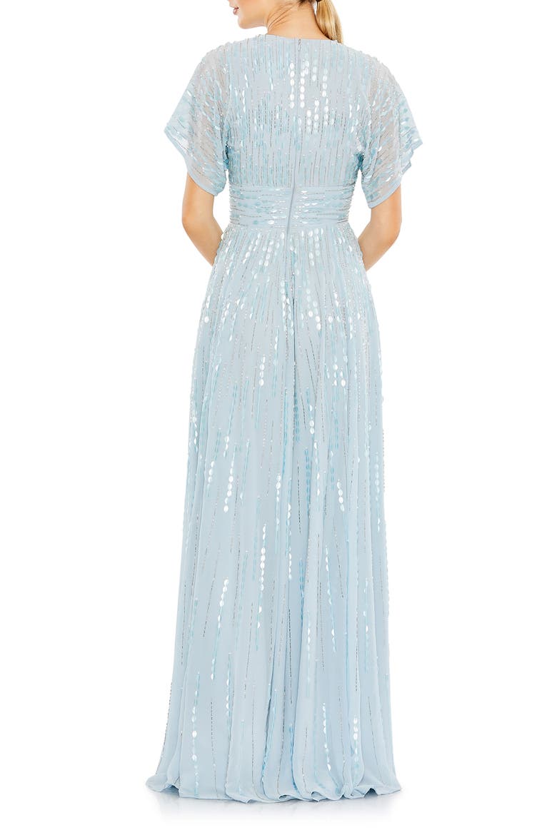 Embellished V Neck Evening Gown, Alternate, color, POWDER BLUE