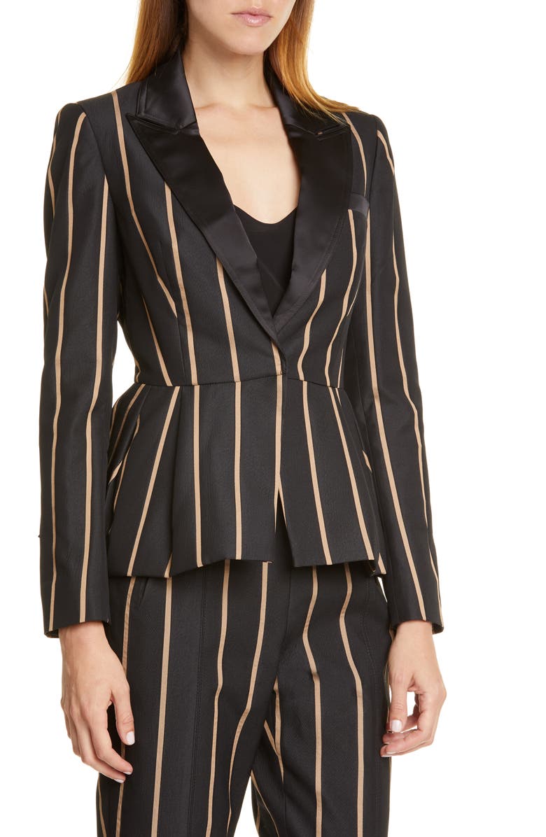 Self-Portrait Stripe Peaked Lapel Jacket, Alternate, color, 