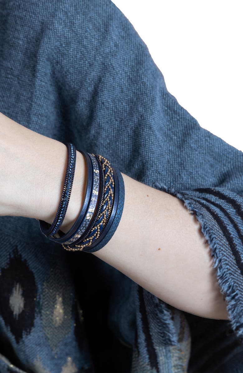 SAACHI Livio Braided Bracelet, Alternate, color, Navy