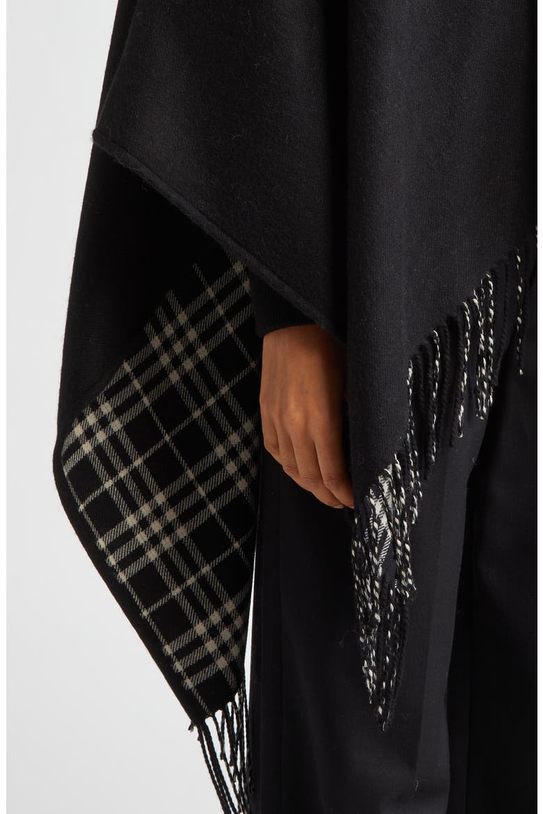 Reversible Open Front Wool Cape, Alternate, color, BLACK/ CALICO IP CHK