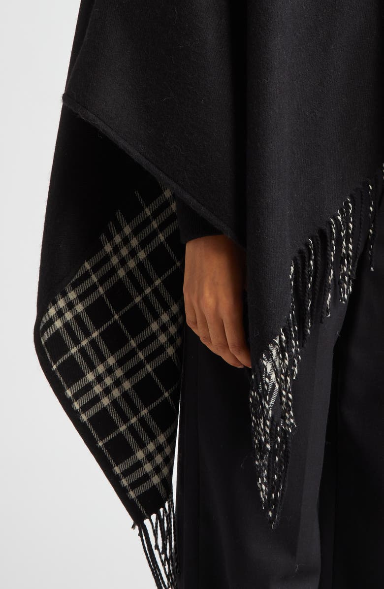 Burberry Reversible Open Front Wool Cape, Alternate, color, Black/ Calico Ip Chk