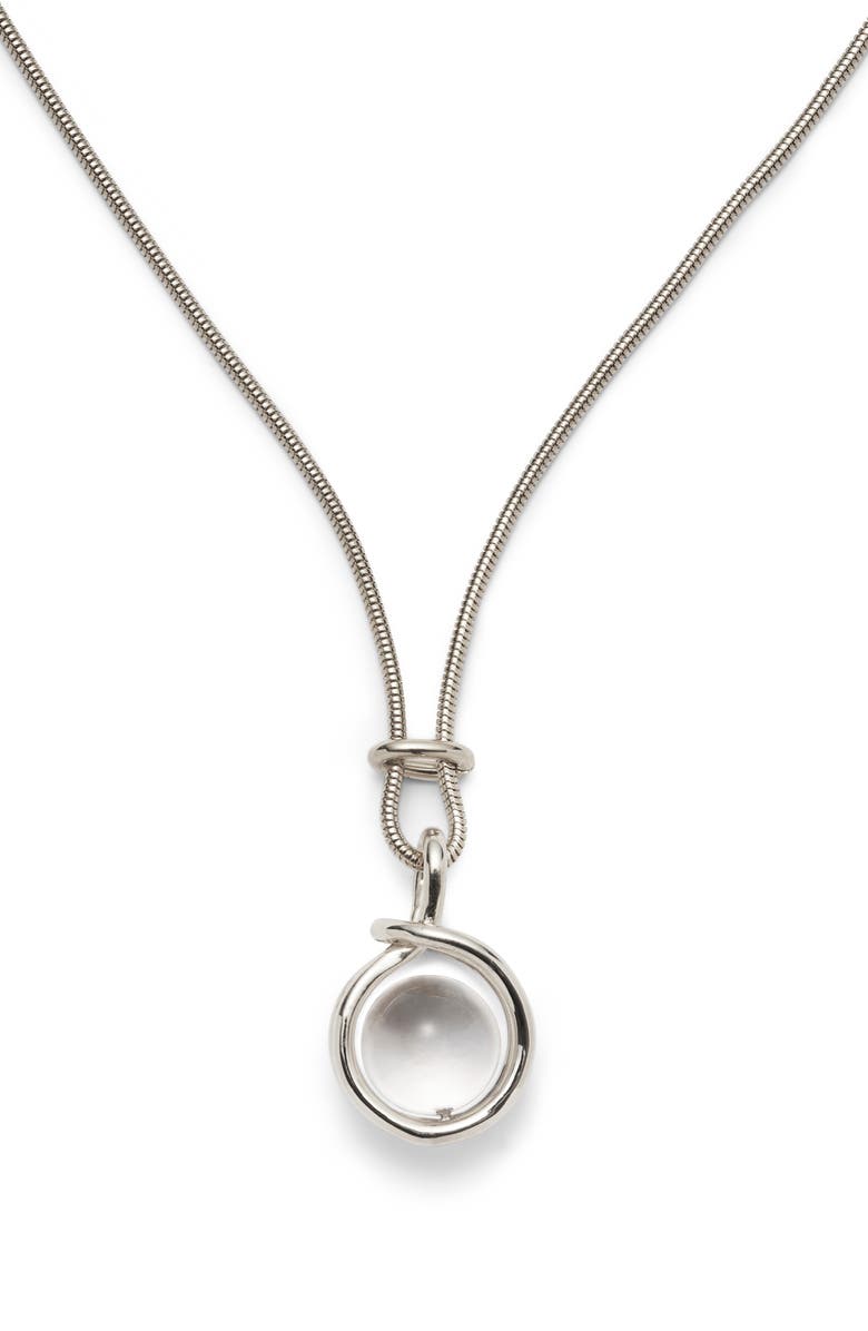 Lady Grey Sling Quartz Pendant Necklace, Main, color, Silver