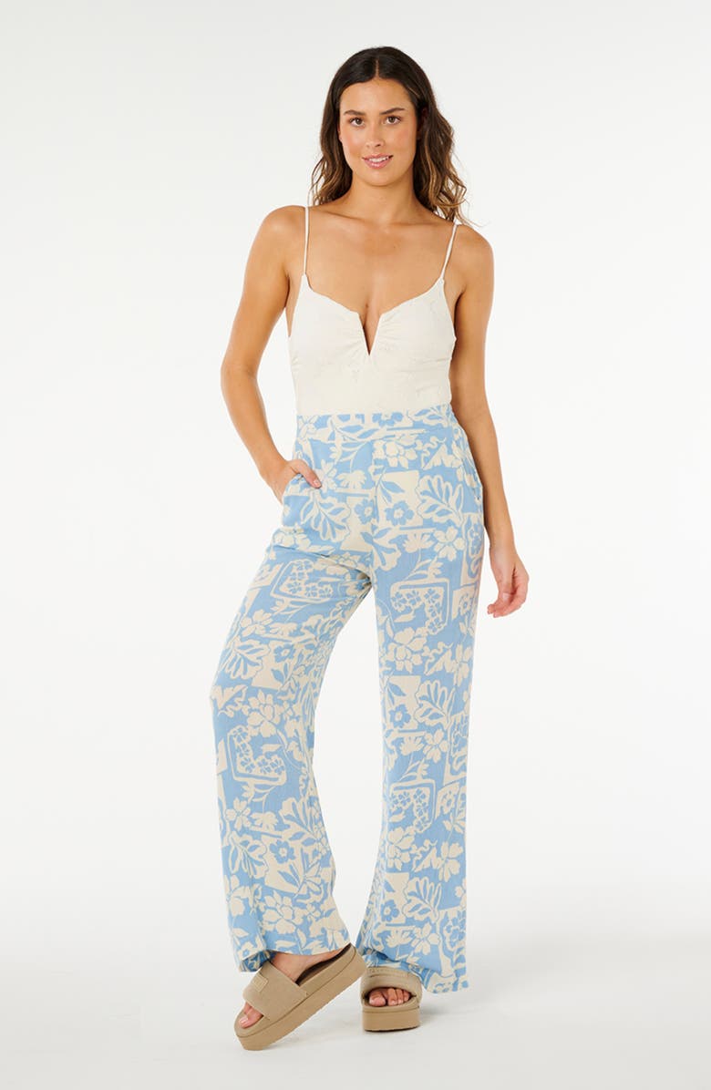 Rip Curl Print Wide Leg Pants, Alternate, color, Blue