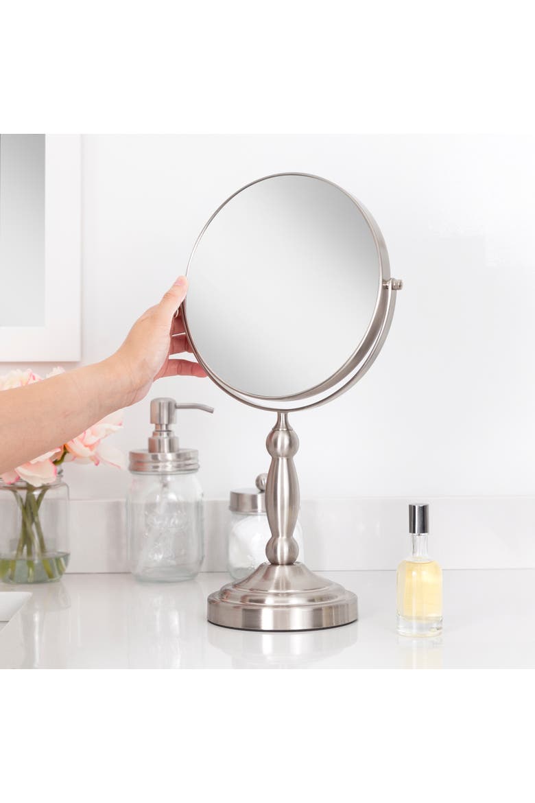 Makeup Mirror with 10X/1X Magnifications, Alternate, color, Satin Nickel