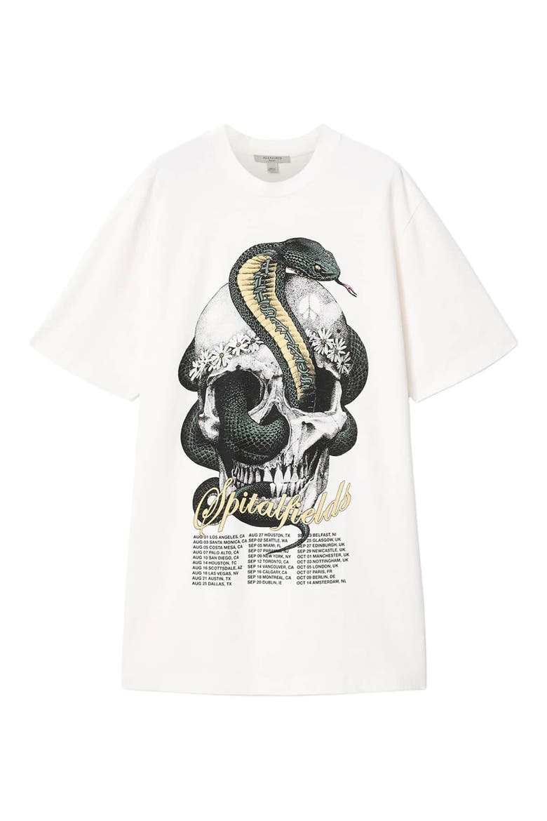 Snakehead Graphic T-Shirt Dress, Alternate, color, CHALK WHITE