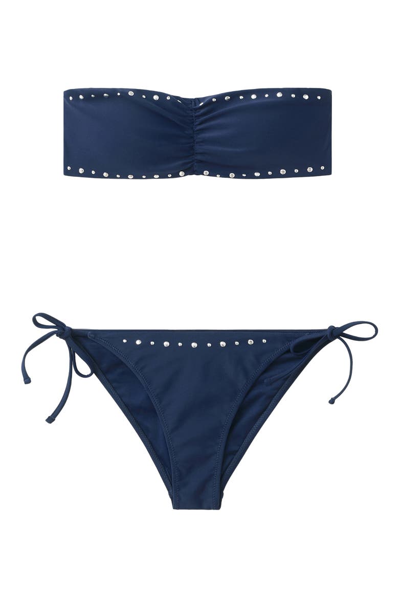 Studded Bandeau Two-Piece Swimsuit, Alternate, color, DARK NAVY
