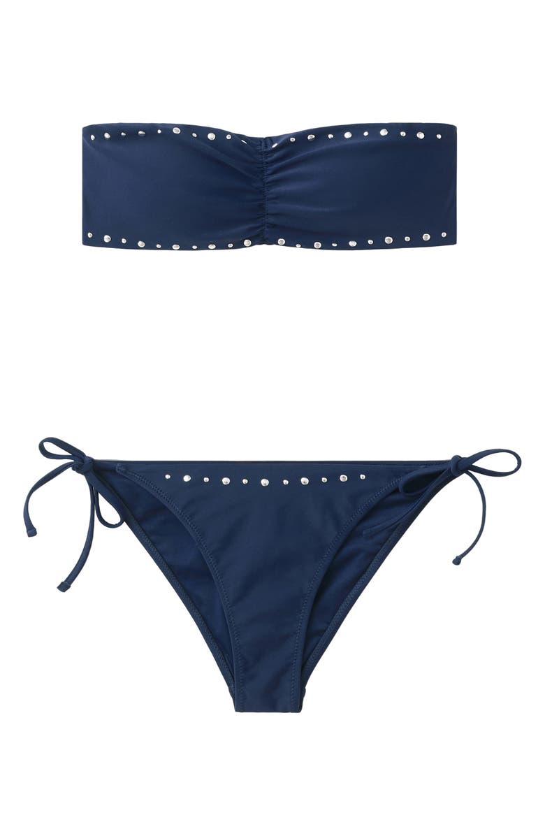 MANGO TEEN Studded Bandeau Two-Piece Swimsuit, Alternate, color, Dark Navy