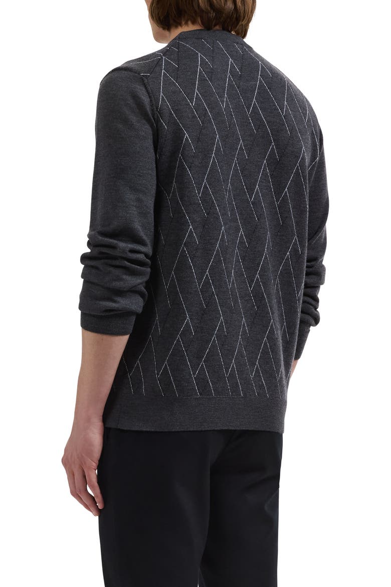 Geometric Extrafine Merino Wool Crewneck Sweater, Alternate, color, ANTHRACITE