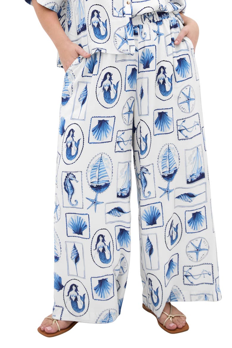 Liana Print Wide Leg Pants, Main, color, AMALFI POSTCARD