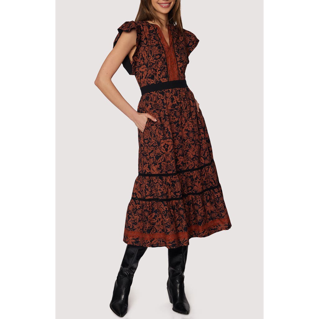 Lost + Wander Lady Of Siena Floral Cap Sleeve Cotton Midi Dress