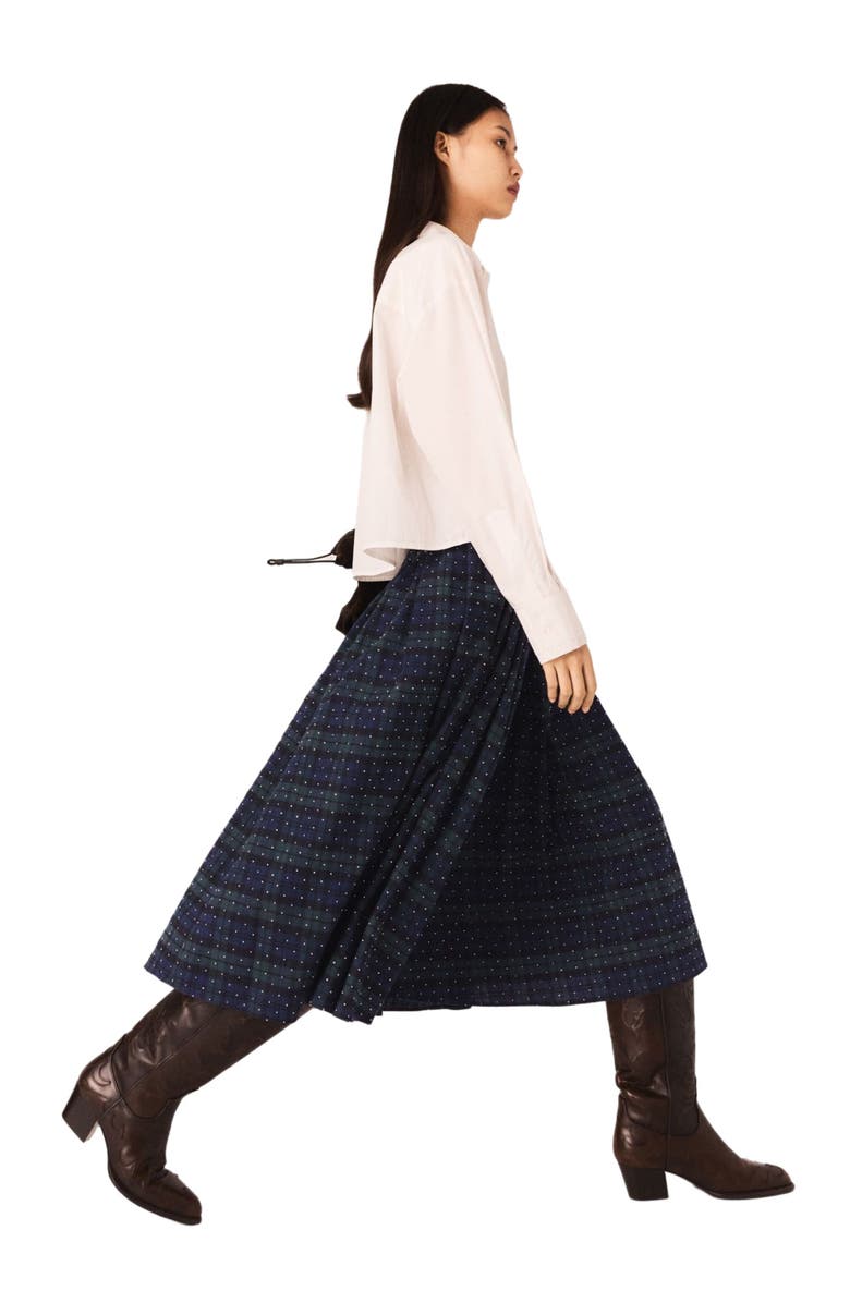 maje Check skirt with rhinestones, Alternate, color, 