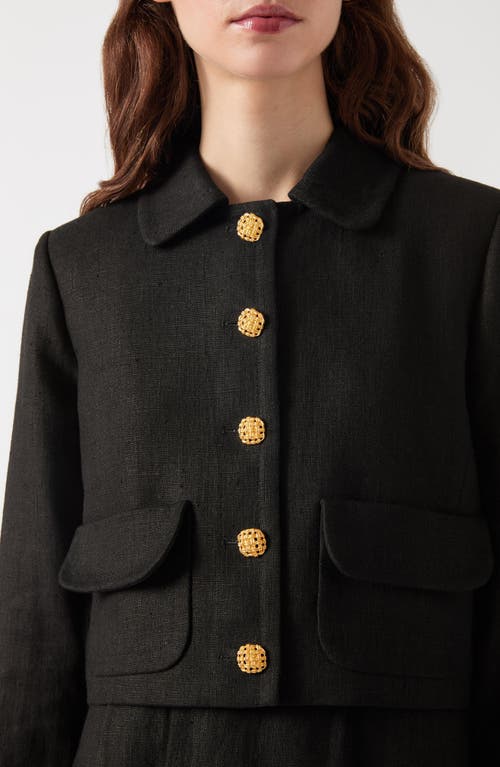 Shop Lk Bennett Lydia Linen Crop Jacket In Black