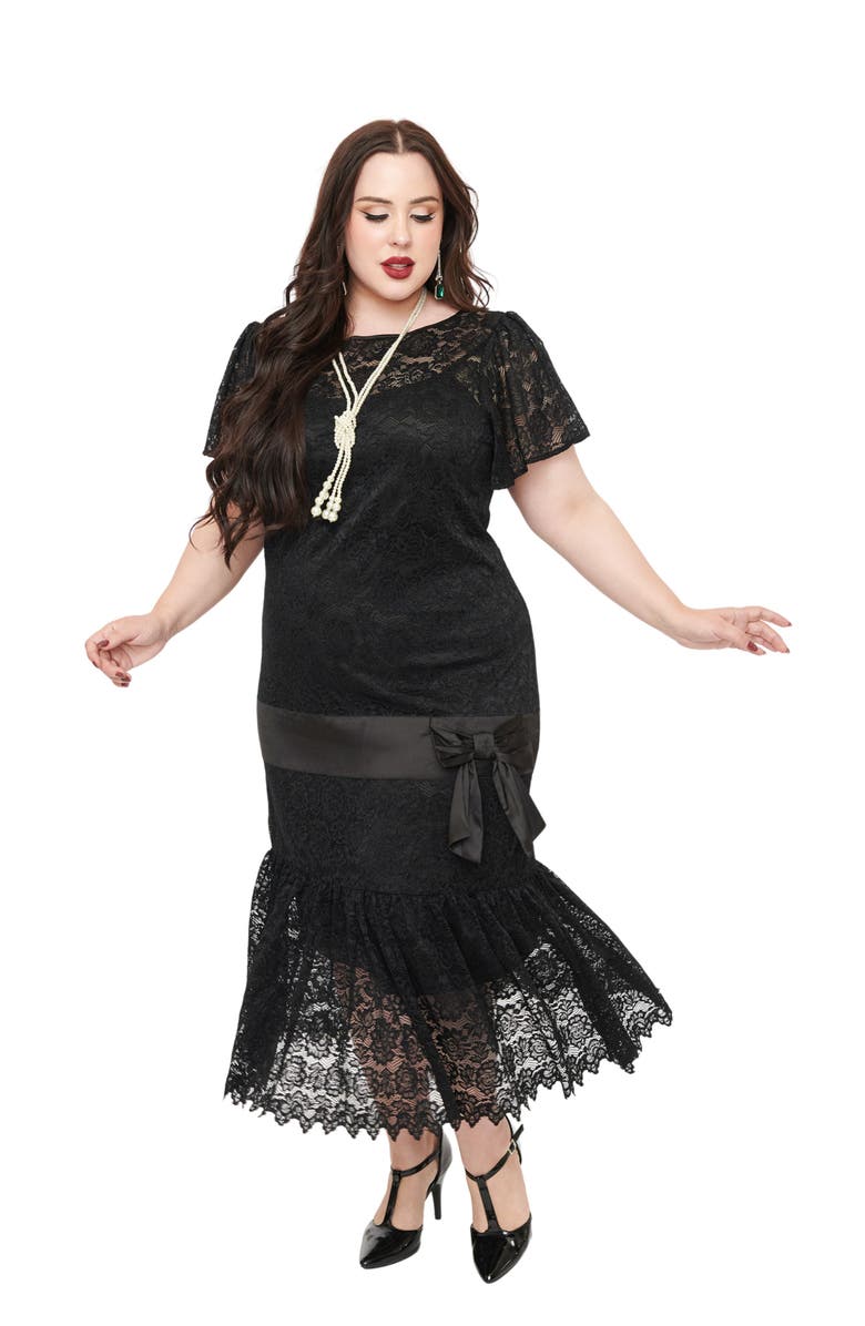 Unique Vintage Plus Size 1920s Flutter Sleeve Flapper, Main, color,