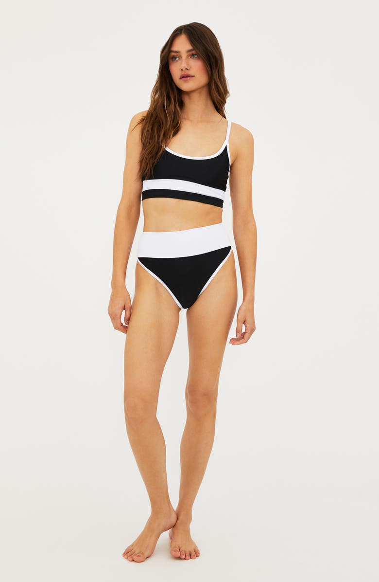 Beach Riot Eva Colorblock Bikini Top, Alternate, color, Black/ White