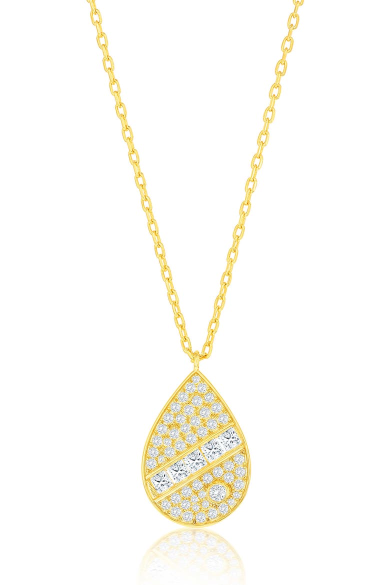 CZ Pear Pendant Necklace, Main, color, GOLD
