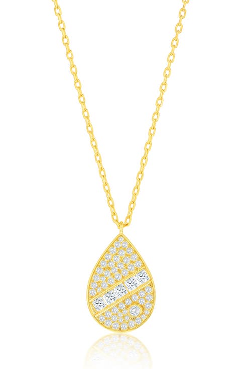 CZ Pear Pendant Necklace