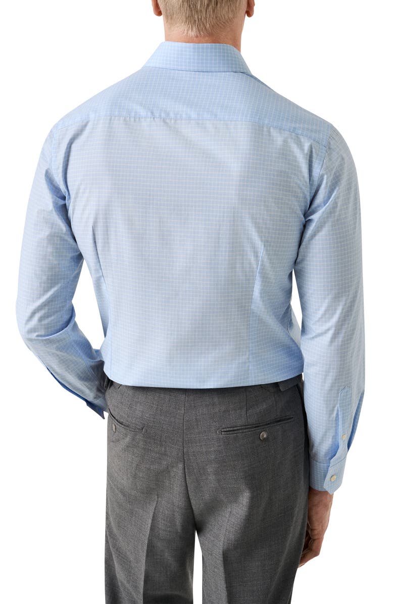 Eton Contemporary Fit Check Fine Cotton Twill Dress Shirt, Alternate, color, Dark Blue