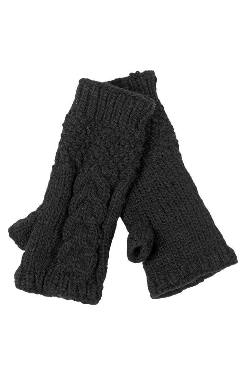 Nirvanna Designs Cable Handwarmers, Main, color, Black